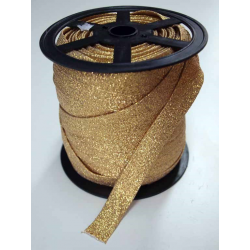 Lamówka Atłas zaprasowana BROKAT 25mm złoty ciemny